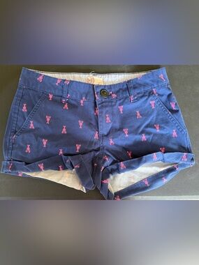 Heritage Navy Shorts with Pink Lobster Print - Women